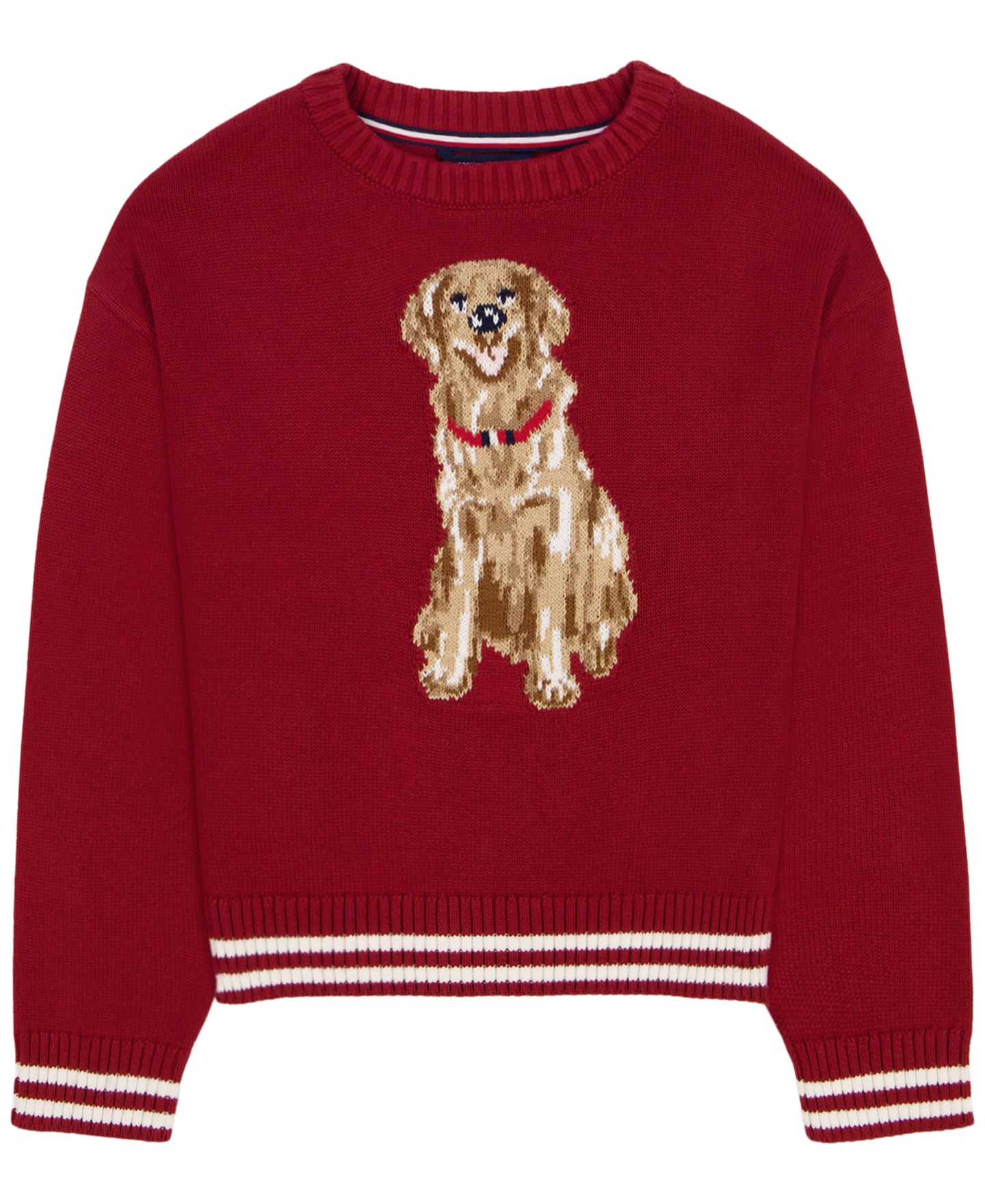 Свитер Tommy Hilfiger Intarsia Dog Drop-Shoulder для девочек, цвет: Мерло — фото 3
