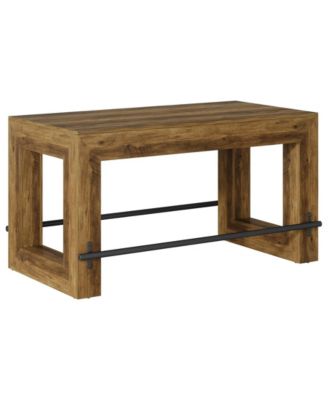 Modern Counter Height Bar Table with Metal Footrest for Home Dining