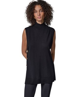 Women's Merino Wool Mock Neck Sleeveless Tunic