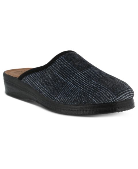 Мужские тапочки Spring Step Linizio Plaid Round Toe Leather-Padded Slippers, цвет: Чёрный