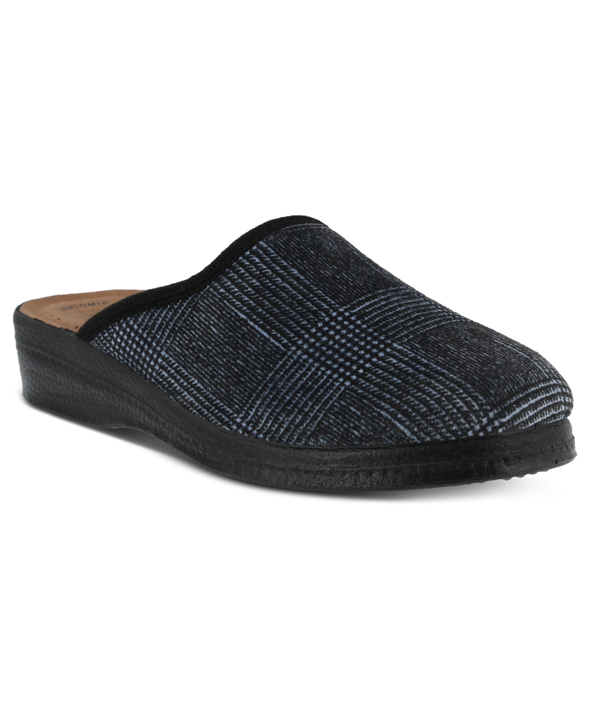 Spring Step Men's Linizio Plaid Round Toe Leather-Padded Slippers