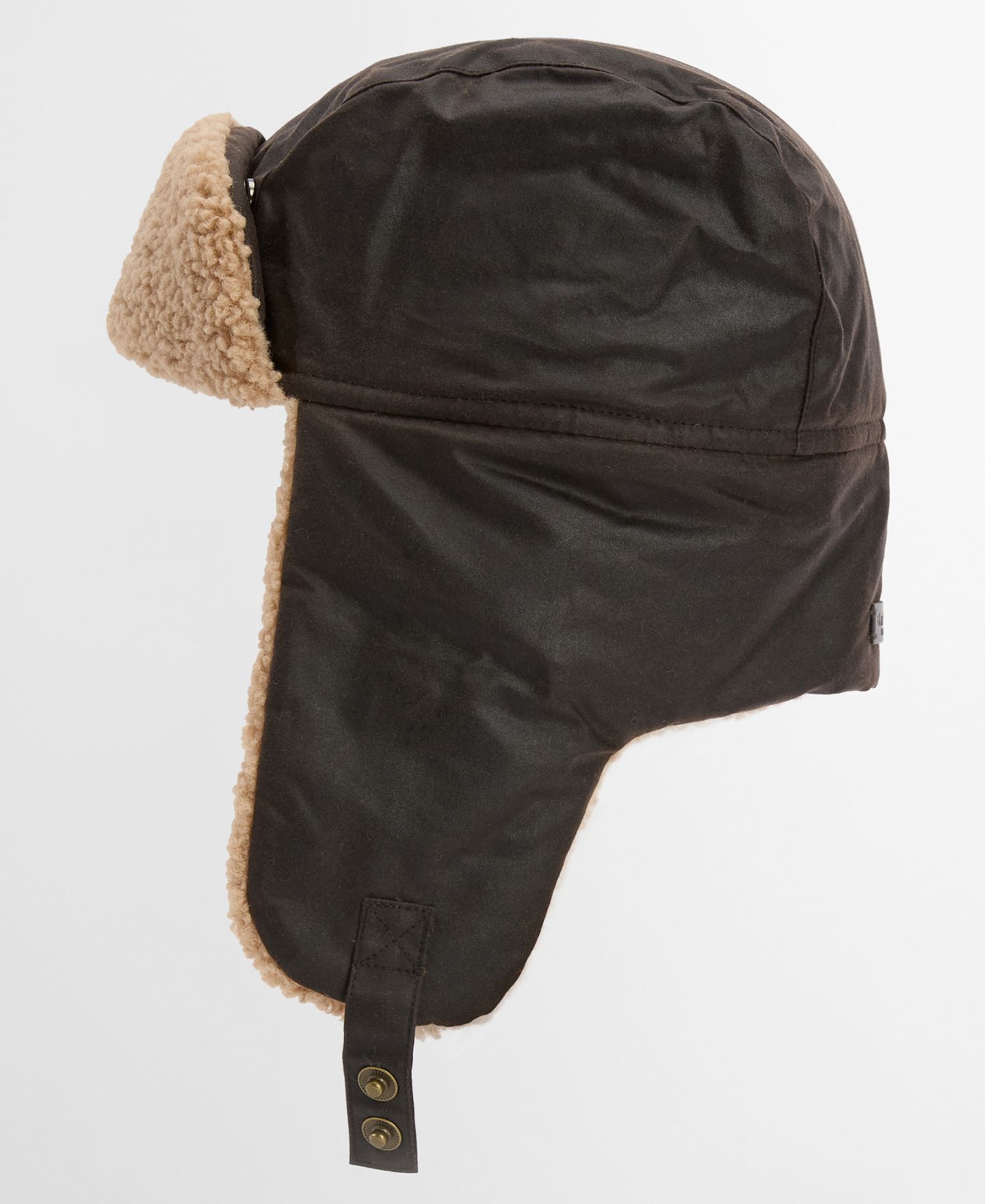 Мужской головной убор Barbour Waxed-Cotton Fleece-Lined Morar Trapper Hat, цвет: Оливковый — фото 9