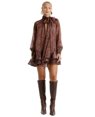 Women's Mock-Neck Adrie Babydoll Mini Dress