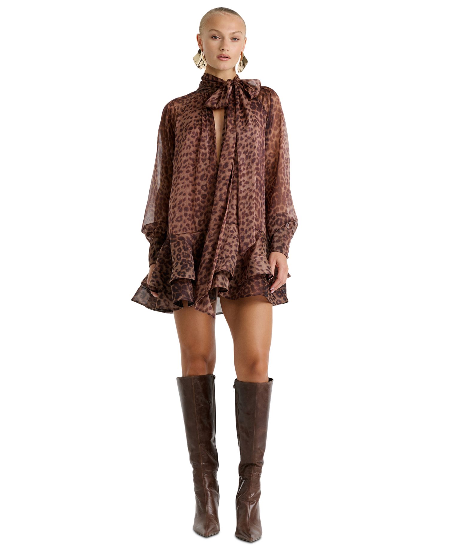 Women's Mock-Neck Adrie Babydoll Mini Dress