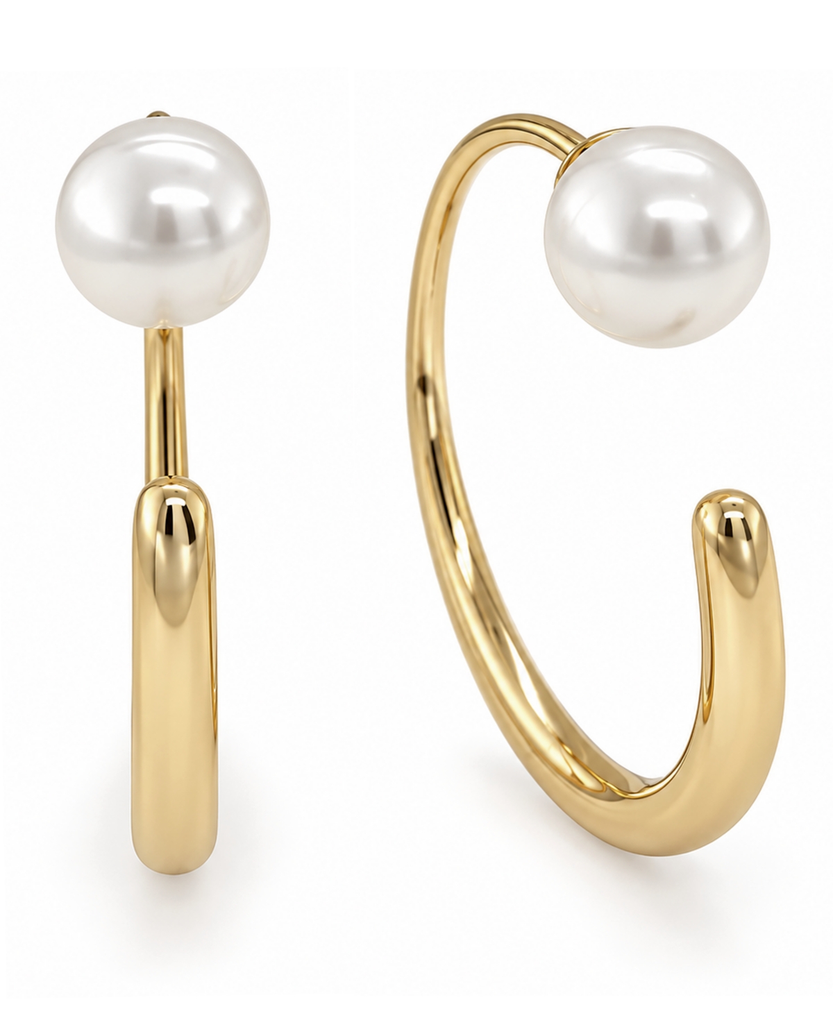 And Now This Simulated Cultivated Pearl Front Back Hoop Earrings