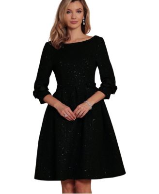 Women's Intermezzo Sequin Tweed Bow-Detail Dress