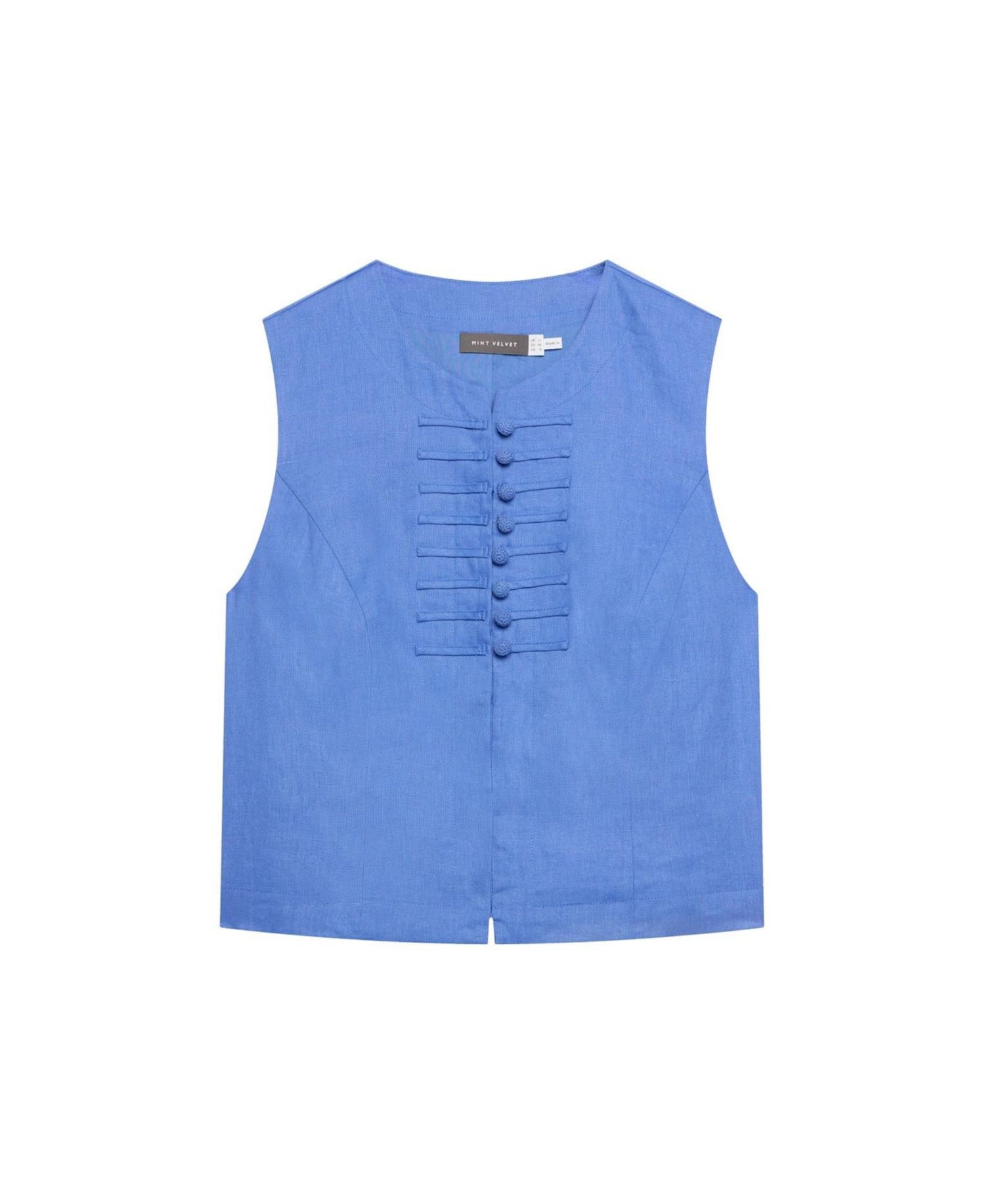 Women's Sleeveless Military-Inspired Linen Top