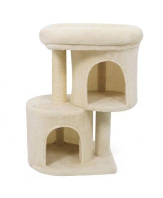 26 Inch Compact Cat Tower with 17 Inch Padded Perch and Dual Condos for Small Spaces