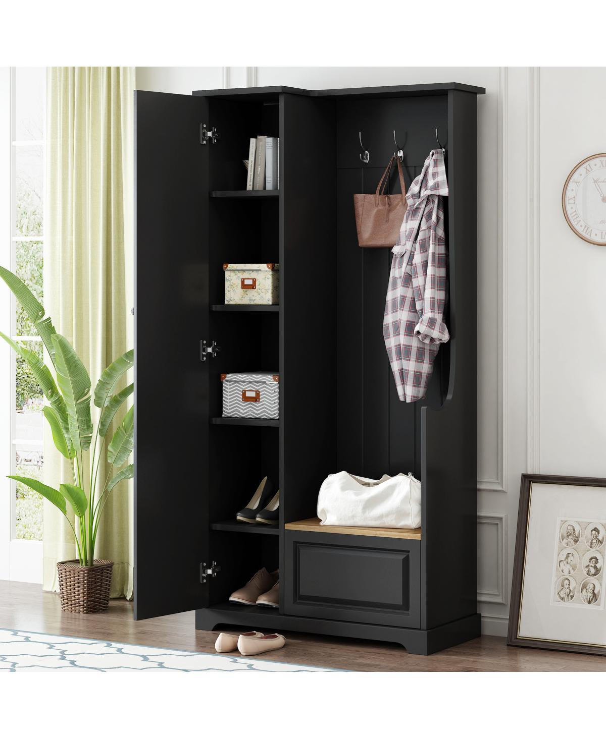 Streamdale Furniture Stylish Hall Tree with Flip-Up Bench and Shoe Storage