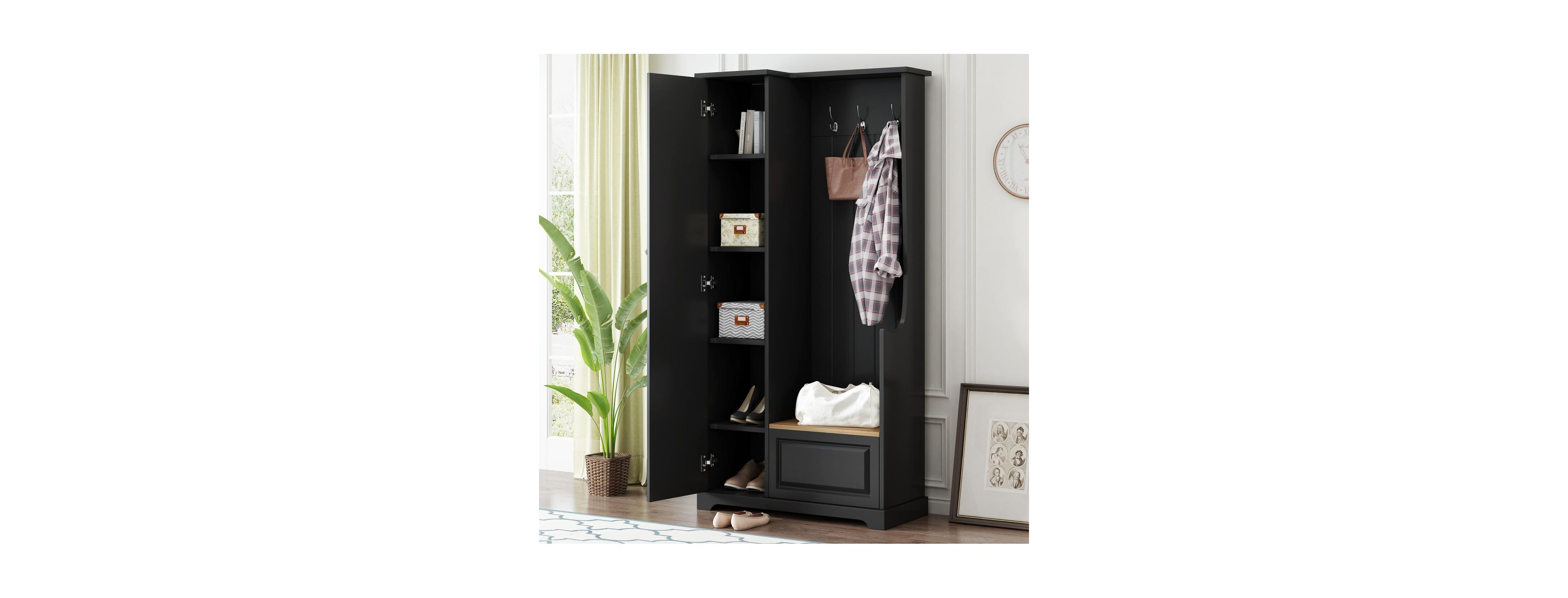 Streamdale Furniture Stylish Hall Tree with Flip-Up Bench and Shoe Storage