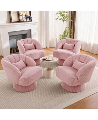 360degree(s) Swivel Corduroy Accent Chairs Set of 4 with Soft Cushions Modern Overstuffed for Living Room Bedroom Office Reading