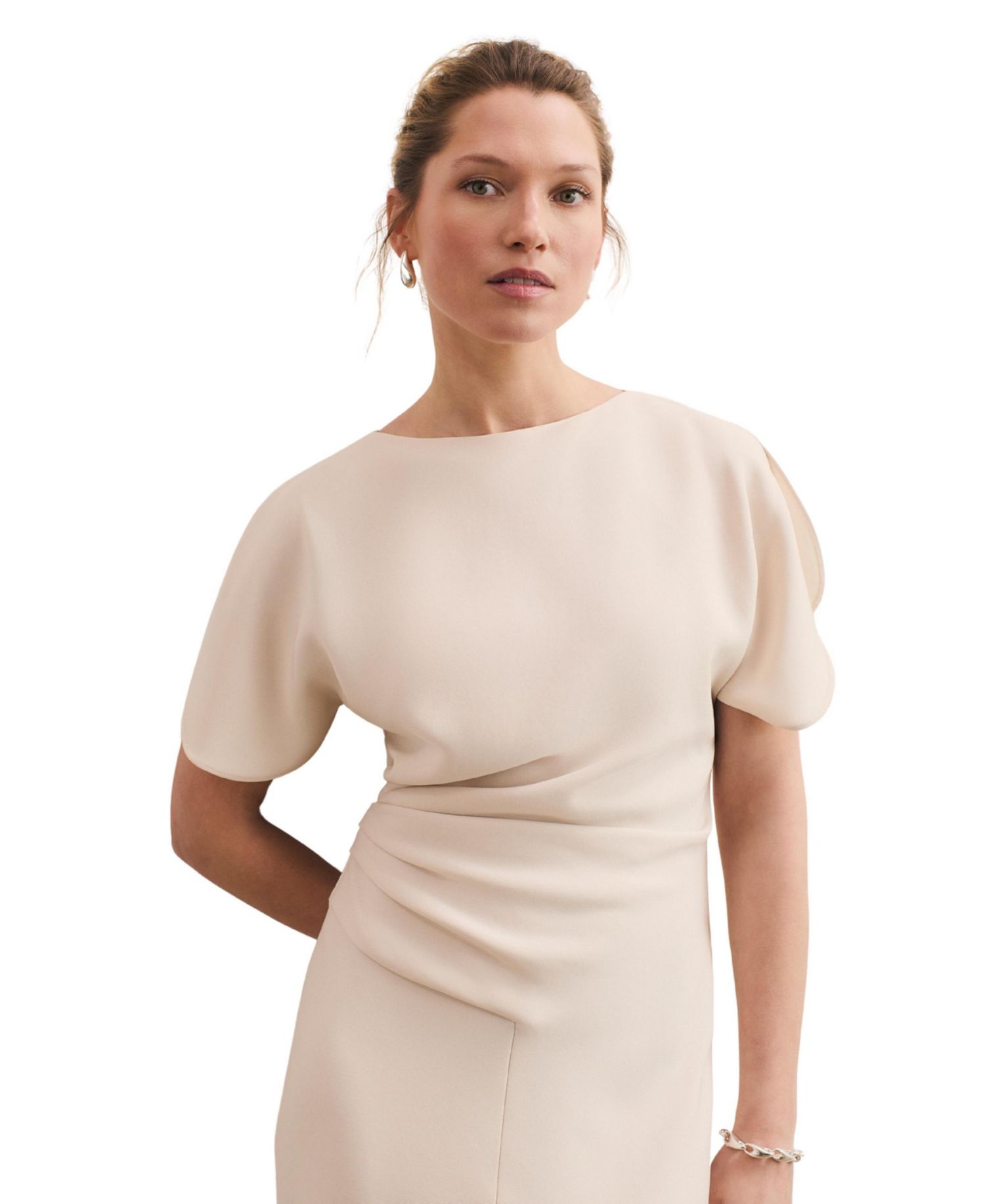 Women's Salerno Boat-Neck Short-Sleeve A-Line Midi Dress