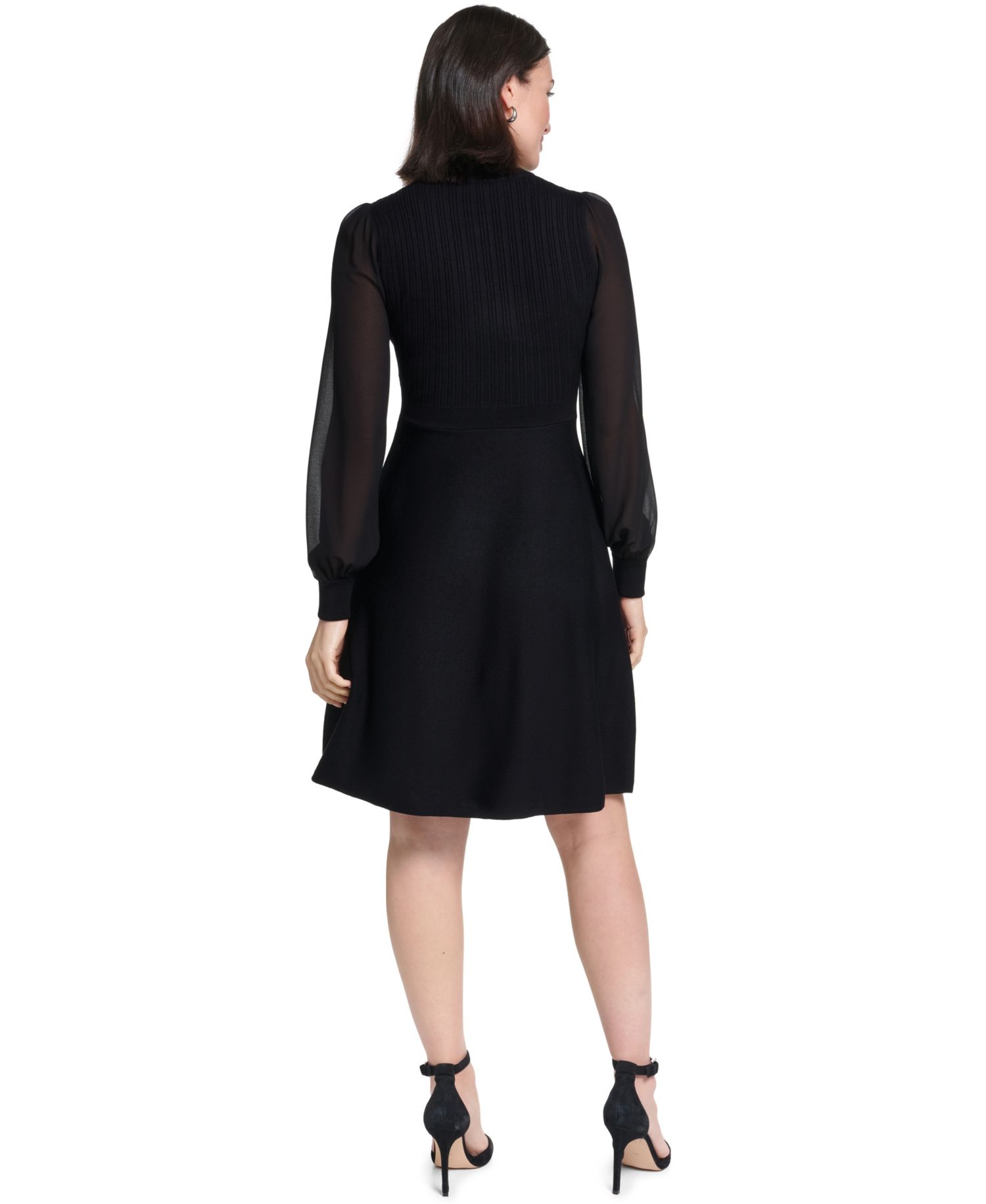 Petite Long-Sleeve Midi Fit & Flare Dress