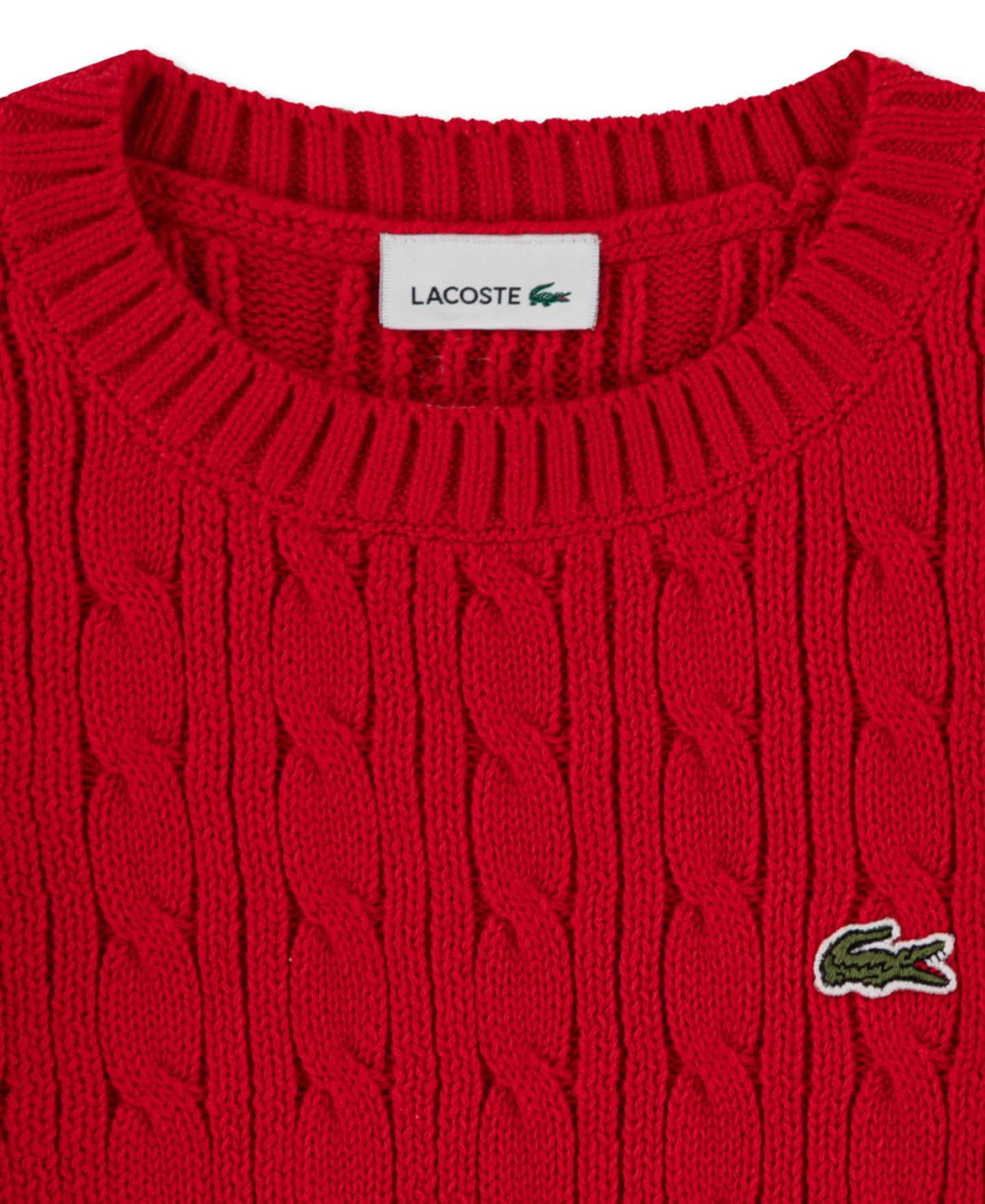 Свитер Lacoste Cable-Knit Crewneck для мальчиков, цвет: Lacoste Rouge — фото 3
