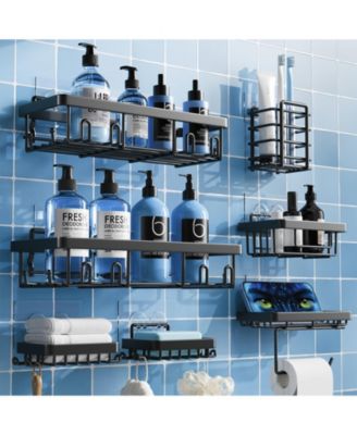 7 Pack Shower Adhesive Bathroom Hardware Organizer Shelves Rack
