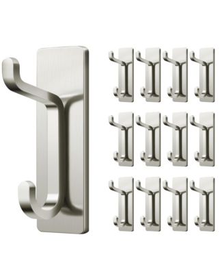 12 Pack Wall Hooks Adhesive Door Hanger Stick On Coat Towel Bathroom Hardware