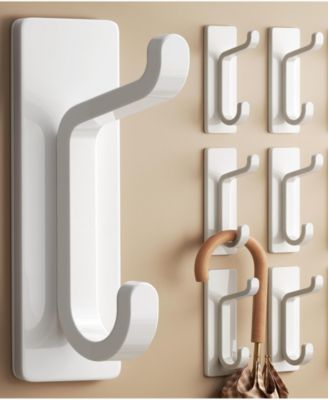 6 Pack Wall Hooks Coat Towel Adhesive Door Hanger Stick On Bathroom Hardware