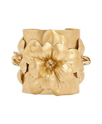 Gold Flower Cuff Bracelet