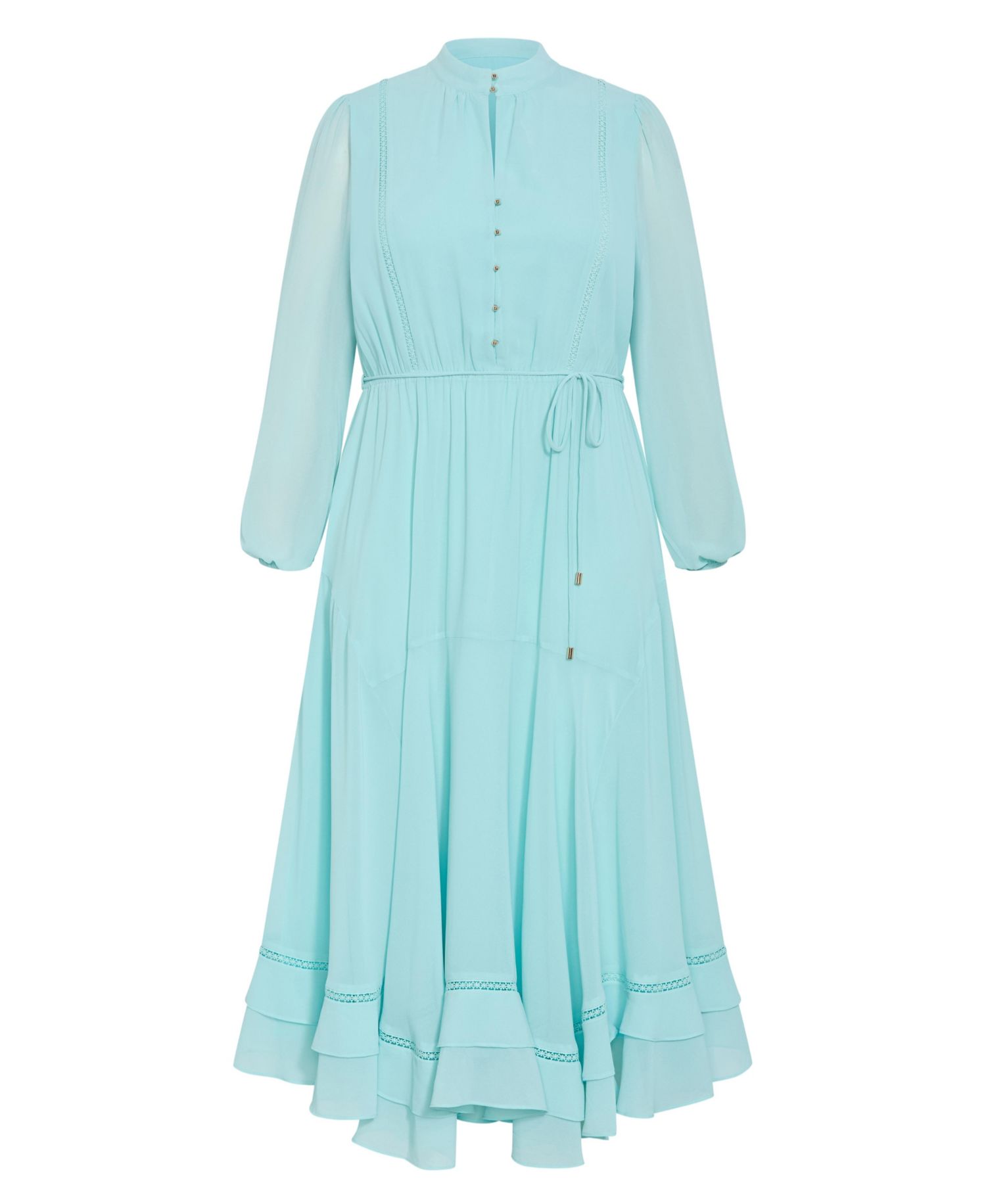 Plus Size Yasmin Long-Sleeve Chiffon Ruffle Maxi Dress