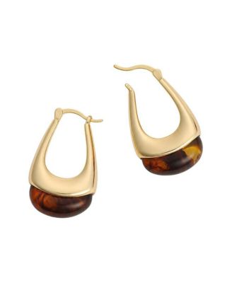 Gold-Tone Tortoiseshell-Acrylic Hoop Earrings