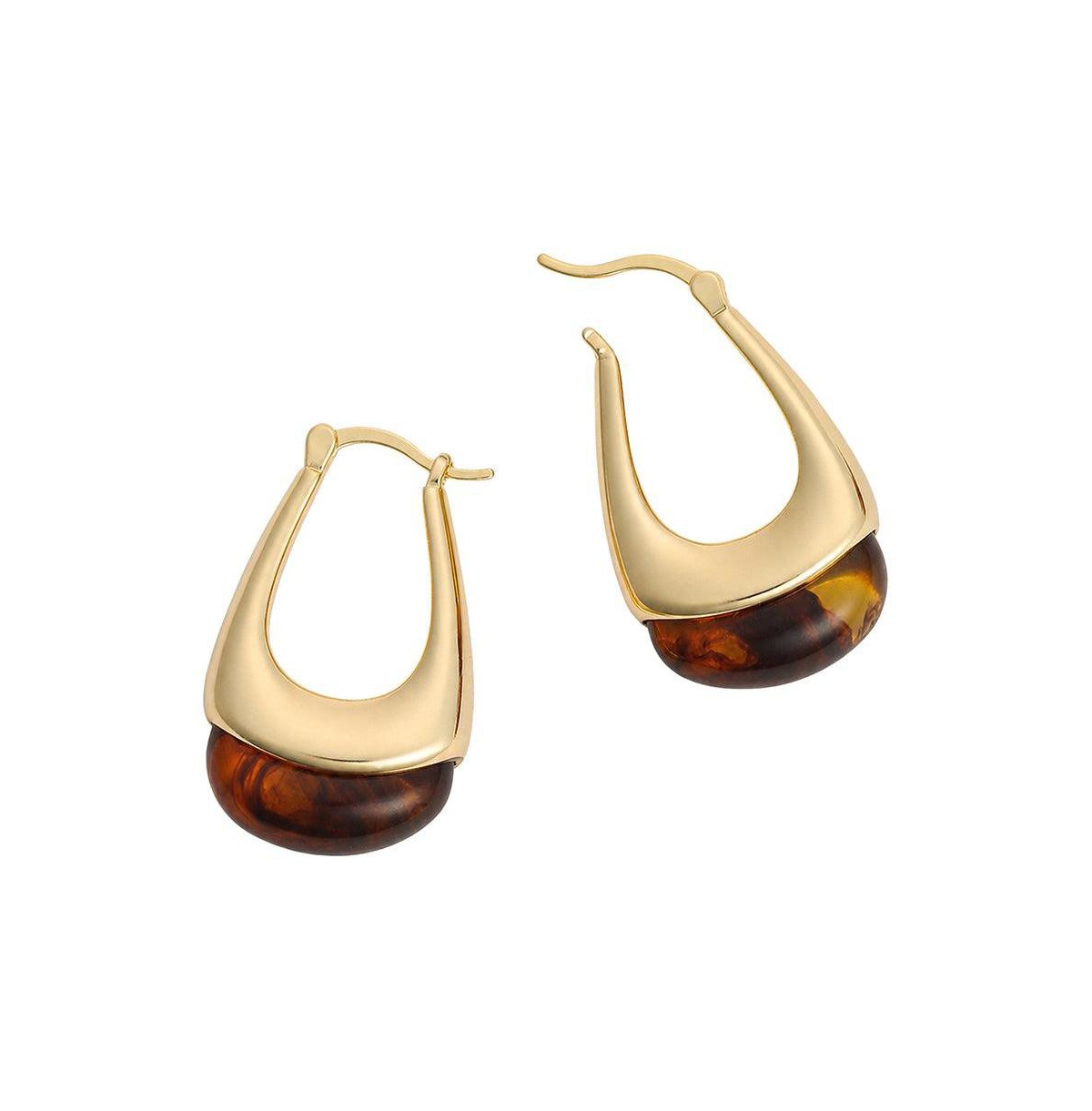 Sohi Gold-Tone Tortoiseshell-Acrylic Hoop Earrings