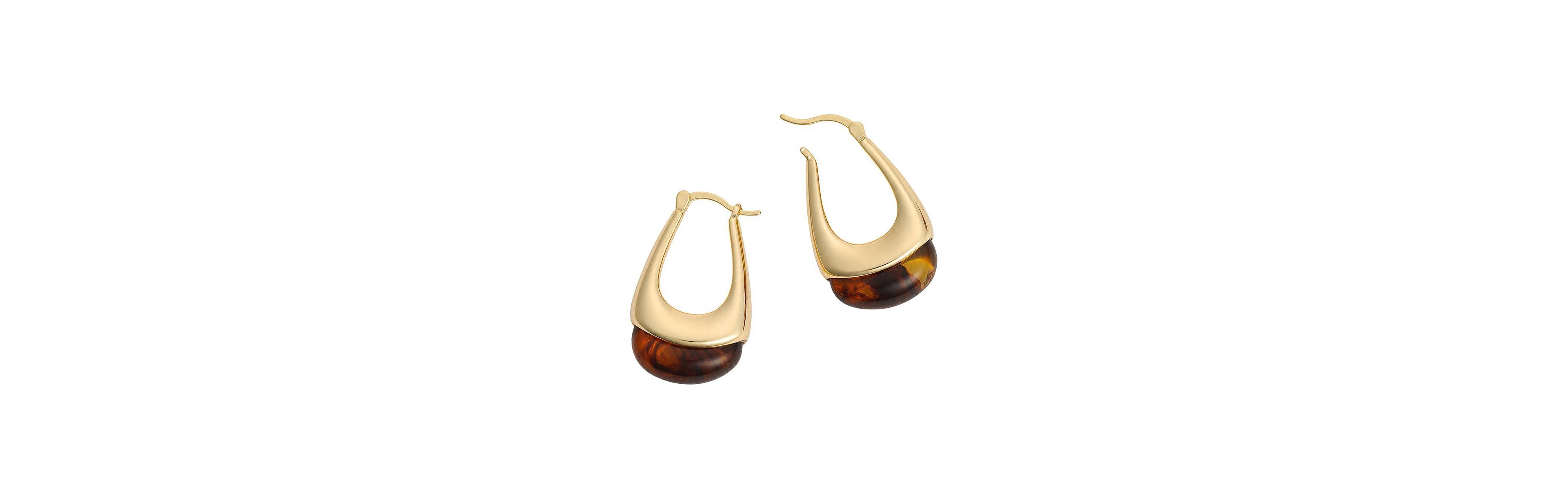 Sohi Gold-Tone Tortoiseshell-Acrylic Hoop Earrings