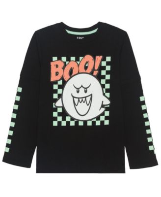 Boys' 5-20 Boo Super Mario Long-Sleeve Crewneck T-Shirt