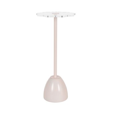 Acari Scalloped Drink Table Decorative End Table with Scalloped Acrylic Tabletop for Use as Small Plant Stand or Living Room Accent