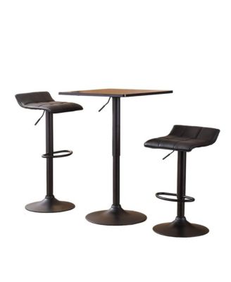 Belham Square Adjustable Bar Table and 2 Swivel Adjustable Bar Stool