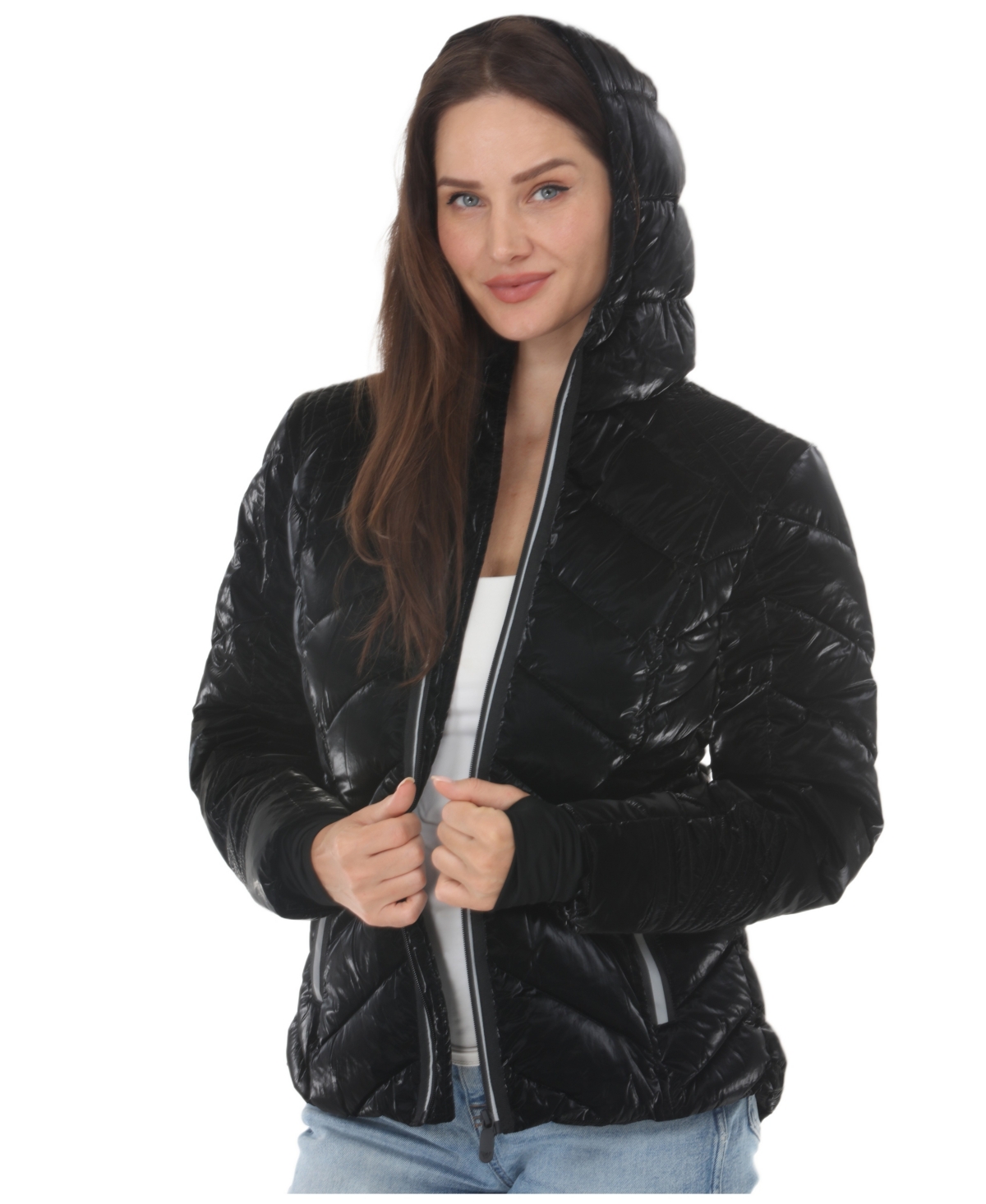 White Mark Women's Hooded Quilted Puffer Jacket