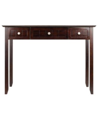 Writing Desk, Coffee Wainscoting, Beveled Top, Three Drawers