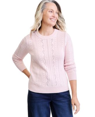 Style & Co Women's Crewneck Pointelle Sweater, Macy's Exclusive - Macy's