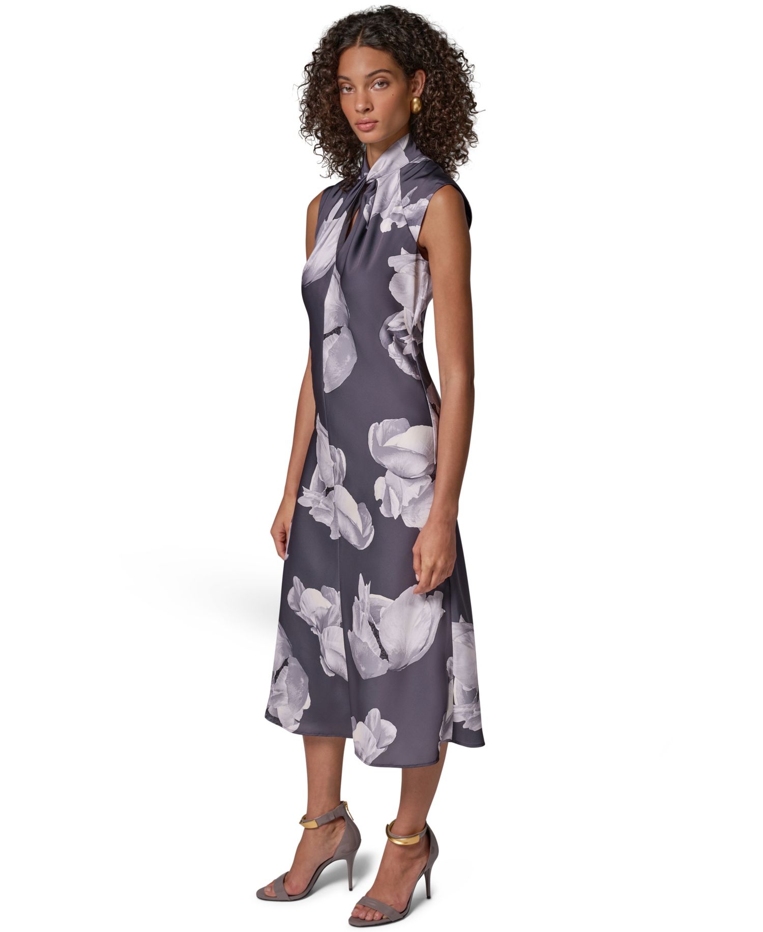 Women's Floral-Print Cap-Sleeve Midi Dress