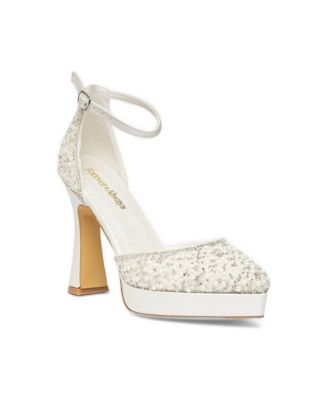 Forever and Always Shoes Women's Khloe Glitter Bridal Platform High Heels