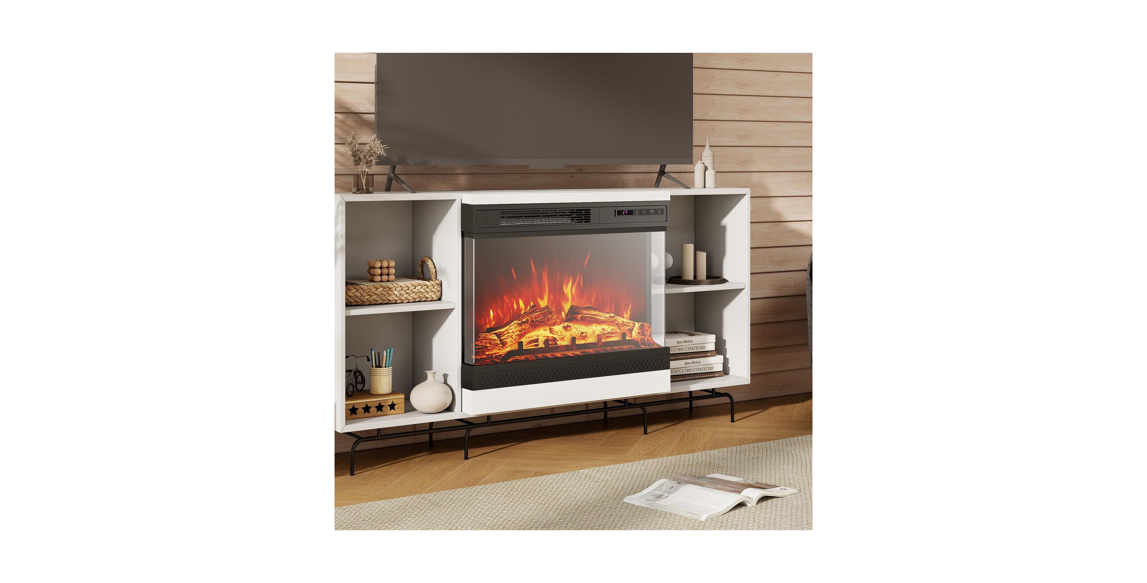 Boyel Living 24" 3-Sided Glass Electric Fireplace Heater with Remote, Panoramic 180 View