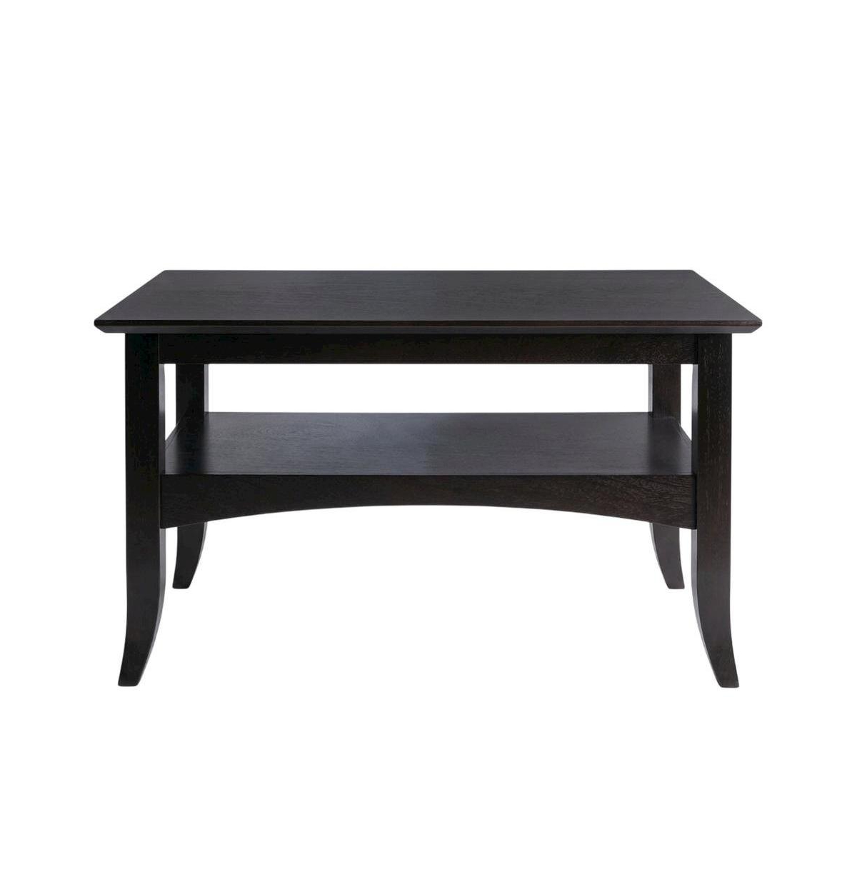 Furnifact Dark Coffee Finish Coffee Table with Solid Wood Top and Transitional Style - Coffee
