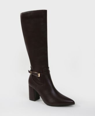 Mina Knee High Riding Boots with Buckle Accent
