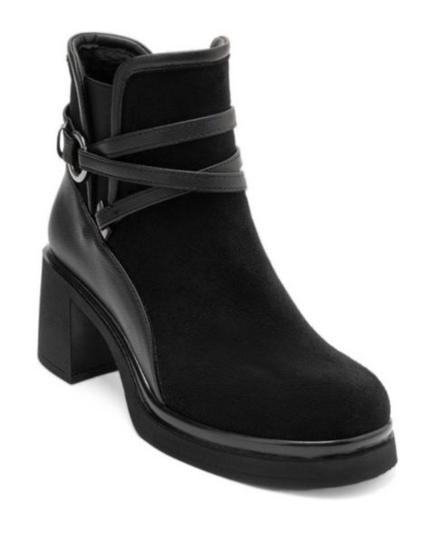 Женские ботинки Prologue Shoes Venice Belted Block Heel, цвет: Чёрный замшевый