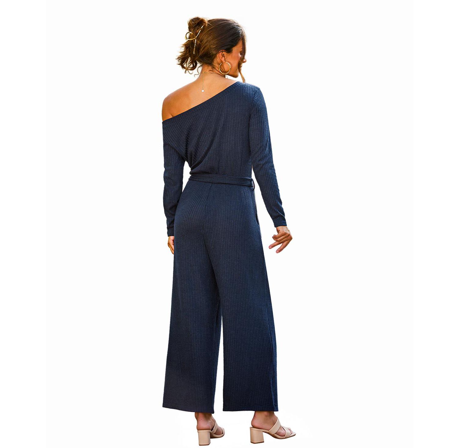 Women's A Good Look Off-the-Shoulder Long-Sleeve Wide-Leg Jumpsuit