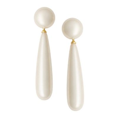 Ivory-Tone Pearl-Lacquer Teardrop Drop Earrings