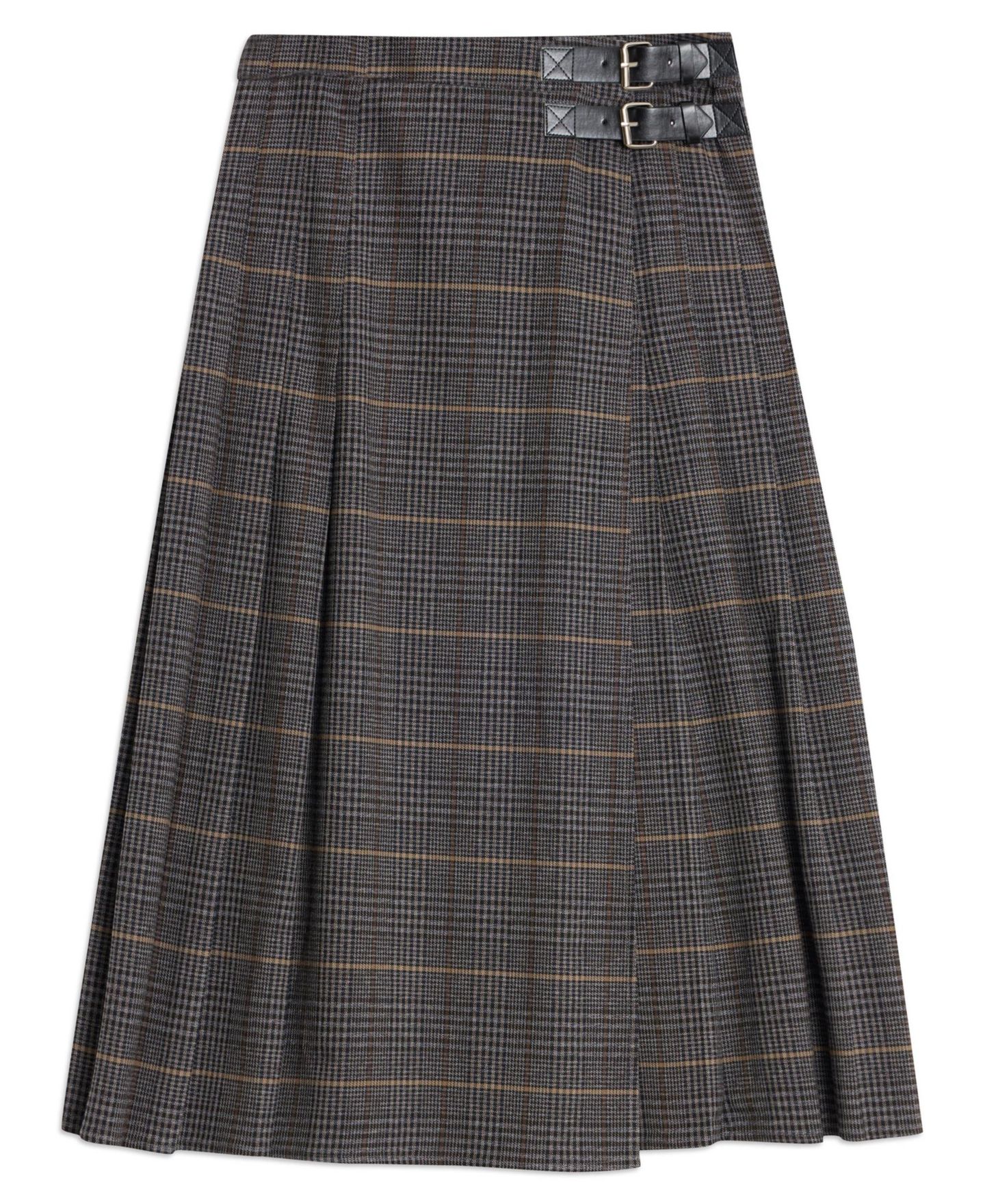 Женская юбка Albaray Plaid A-Line Pleated Midi, цвет: Серый — фото 4