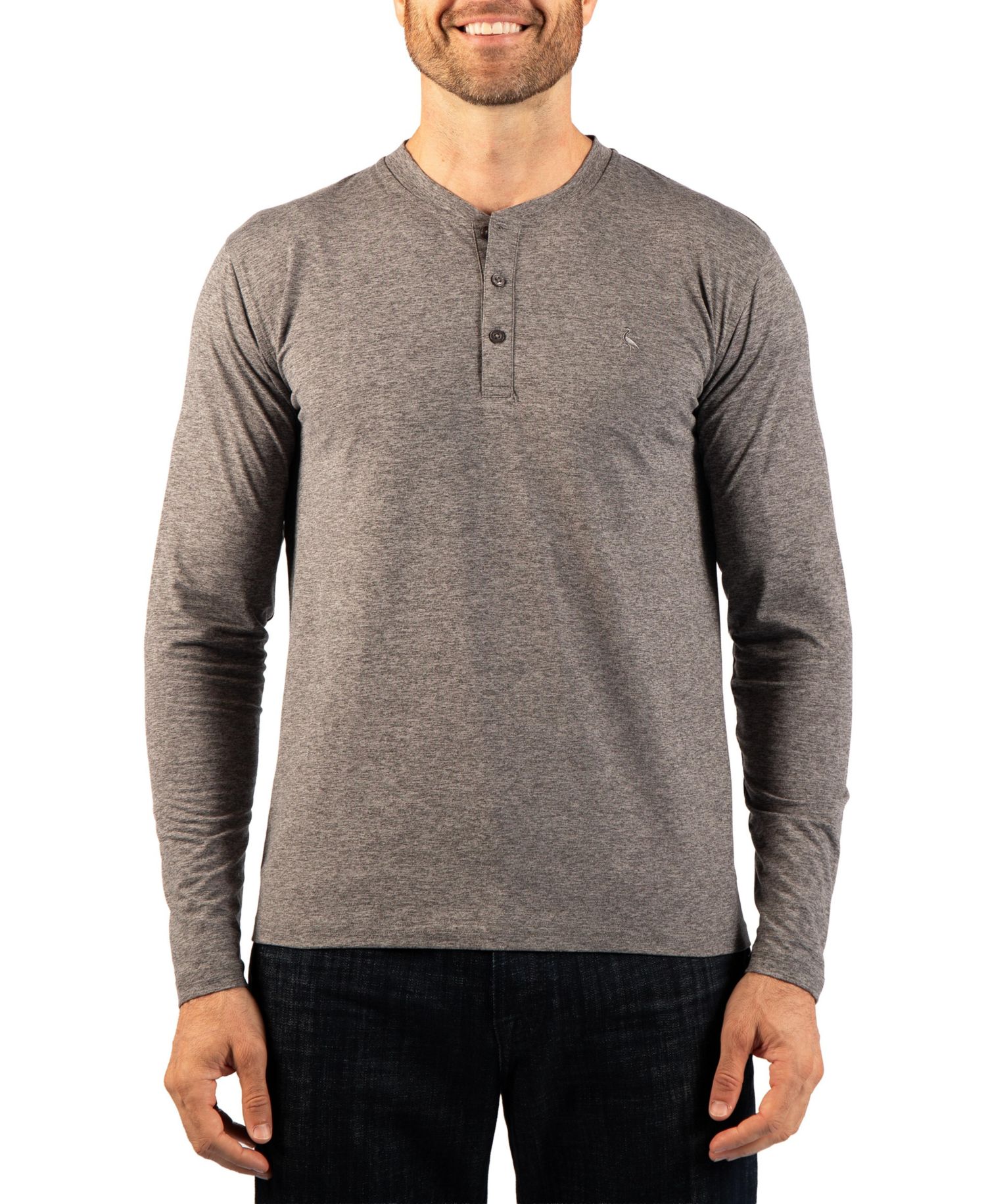 Men's Brushed Melange Long-Sleeve Henley
