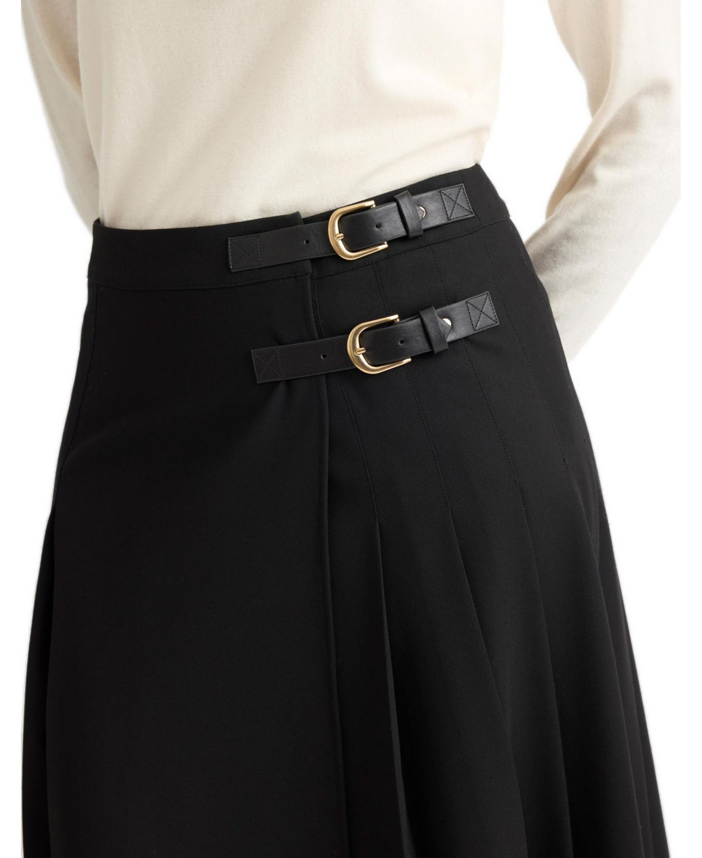Женские юбки Albaray Pleated A-Line Midi Tailored Kilt, цвет: Чёрный — фото 4