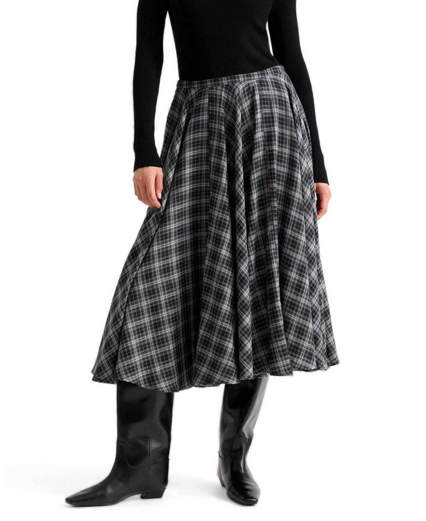 Женская юбка Albaray Plaid A-Line High-Waisted, цвет: Серый — фото 1