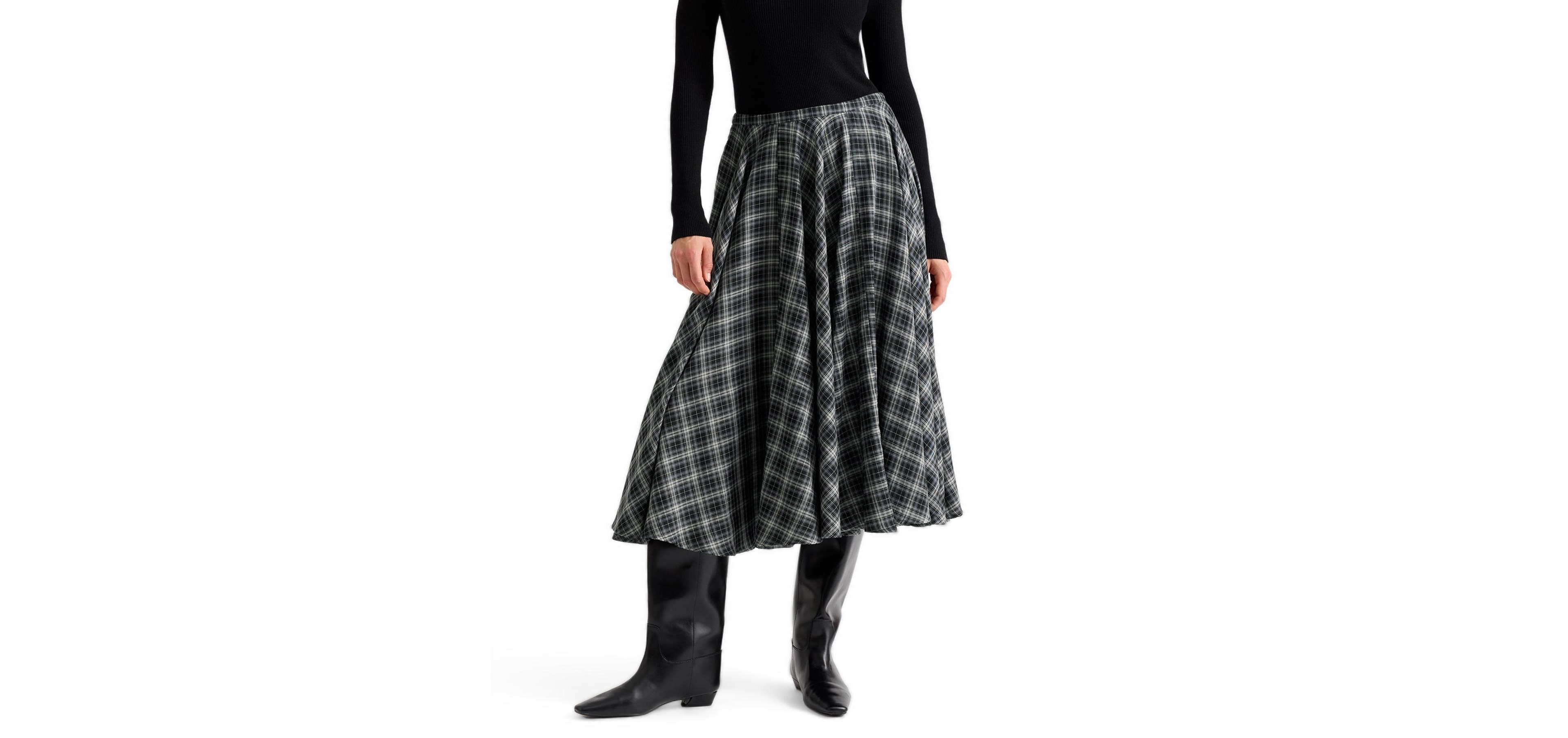 Albaray Women's Plaid A-Line High-Waisted Skirt