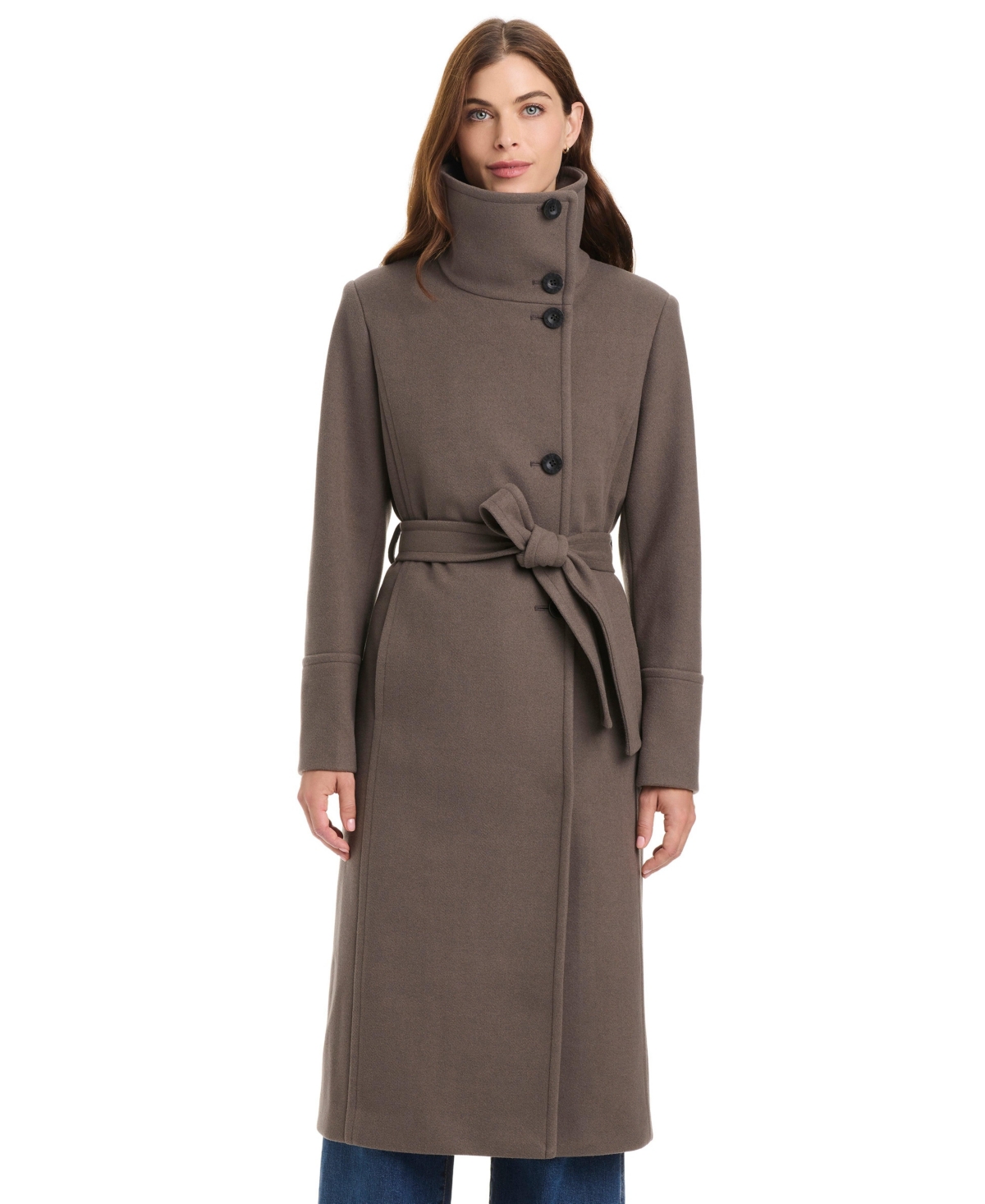 Vince Camuto Women's Long Belted Coat - Dark truffle