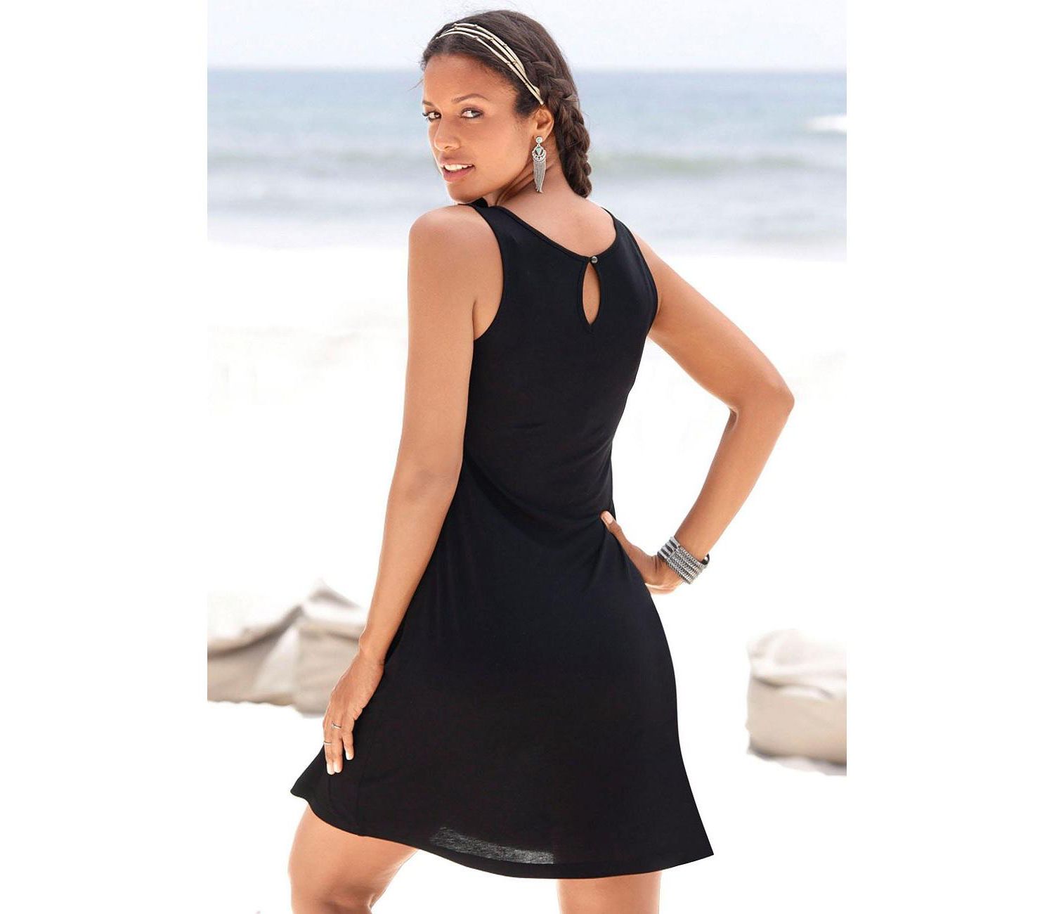 Women's Sleeveless A-Line Keyhole Neckline Dress