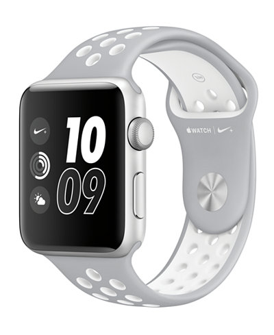 Apple Watch Nike+ 42mm Silver-Tone Aluminum Case with Flat Silver-Tone/White Nike Sport Band