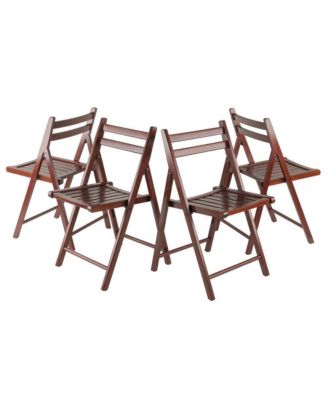 Walnut Folding Chair Set – 4-Pack Folding Wood Chairs for Easy Storage