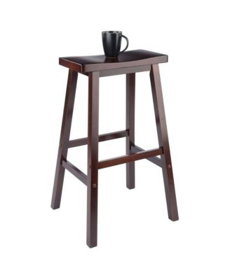 Antique Walnut Solid Wood Saddle Seat Bar Stool.